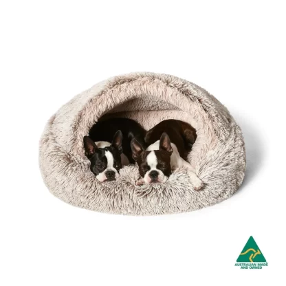 Snooza The Best Hooded Cave Dog Bed, Faux Fur, Machine Washable, Grey - Image 2