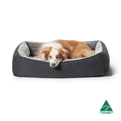 Luxury Orthopaedic Dog Bed, Two-Tone Fabric with Faux Fur Interior, Removable Washable Cover, Grey