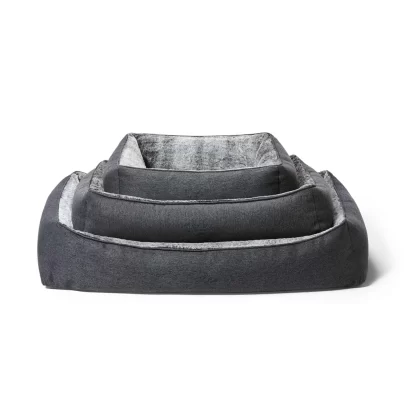 Luxury Orthopaedic Dog Bed, Two-Tone Fabric with Faux Fur Interior, Removable Washable Cover, Grey