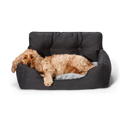 Deluxe Car Travel Dog Bed, Waterproof with Reversible Cushion, Grey