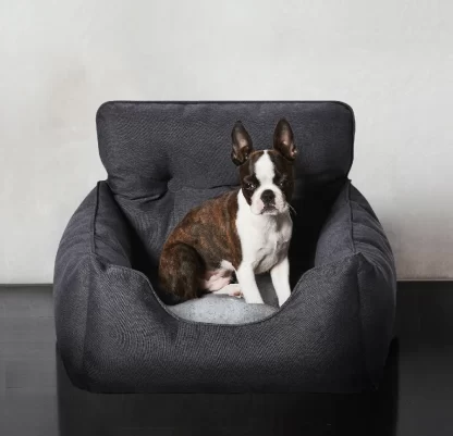 Deluxe Car Travel Dog Bed, Waterproof with Reversible Cushion, Grey