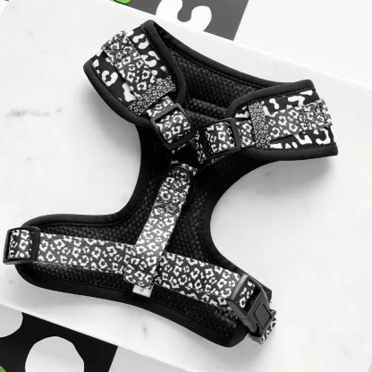 Cocopup - Black Leopard Adjustable Neck Harness - Medium - Neck = 39-50cm/ Chest = 46-60cm