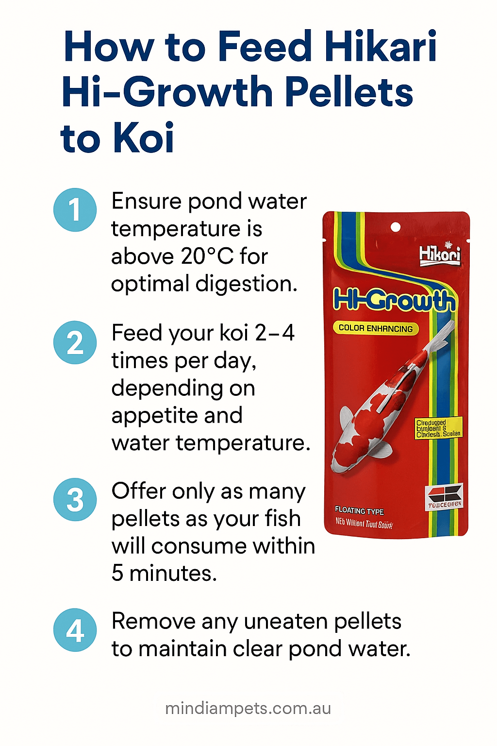 Feeding Instructions for Hikari Hi-Growth Pellets – Mindiampets.com.au - Mindiampets | Pet Shop Online How to Feed Hikari Hi-Growth Pellets to Koi – Step-by-Step Guide