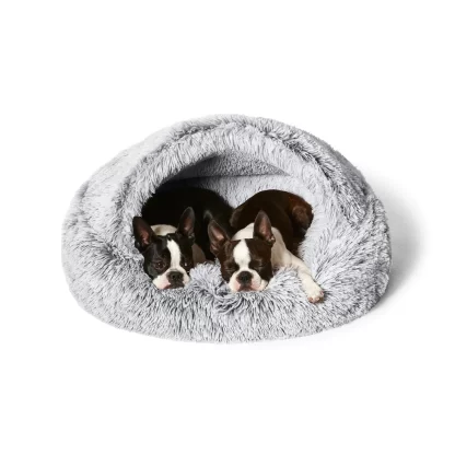 Snooza Calming Hoodie Cuddler – Silver Fox, Hooded Dog Bed for Anxiety, EcoFresh Filling, Machine Washable, Made in Australia – Mindiampets.com.au