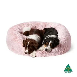 Snooza – Calming Cuddler Pet Bed – Bliss Pink, Soft Faux Fur, Washable & Eco-Friendly, Available in S, M, L, XL – Mindiampets.com.au