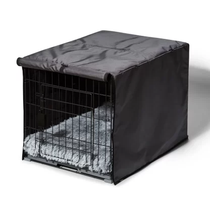 Snooza 2-in-1 Dog Crate Cover – Water-Resistant, Washable, Grey, Fits Snooza Crates, Roll-Up Access Panels – Mindiampets.com.au