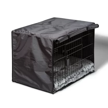 Snooza 2-in-1 Dog Crate Cover – Water-Resistant, Washable, Grey, Fits Snooza Crates, Roll-Up Access Panels – Mindiampets.com.au