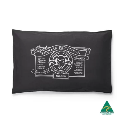 Snooza Organic Pet Futon – Charcoal – Breathable Wool Blend, Organic Cotton, Machine Washable, Eco-Friendly Comfort for Pets – Mindiampets.com.au