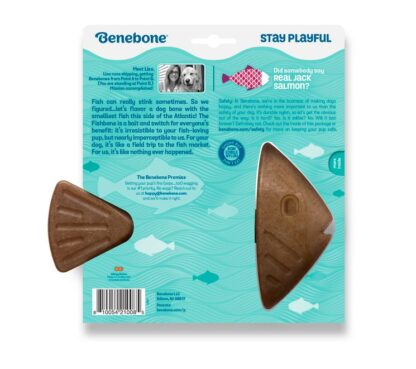 Benebone Jack Salmon Fishbone – tough, paw-friendly chew toy with real fish flavor. Perfect for dogs who love to chew and crave a unique seafood taste.