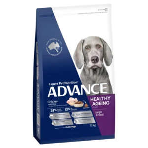 Advance – Adult Dog – Large Breed – Healthy Ageing – 15kg | Joint, Brain, Heart & Gut Support | Senior Dog Formula | No Wheat or Soy | Australian Made