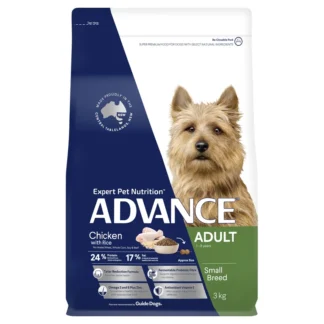 Advance Small Breed Chicken supports healthy digestion, skin, and teeth. Australian made, tailored for small dogs with trusted daily nutrition.