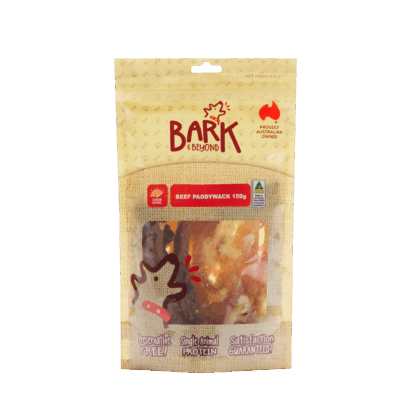 Bark & Beyond Beef Paddywack Dog Chews are 100% natural, single-ingredient treats that support dental health and keep dogs happily entertained.