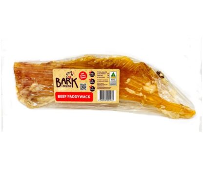 Bark & Beyond Beef Paddywack Dog Chews are 100% natural, single-ingredient treats that promote dental health and keep dogs happily entertained.