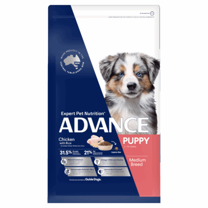 Advance Puppy Medium Breed Chicken supports balanced growth, strong immunity, and healthy digestion with premium Australian-made ingredients.