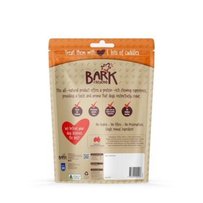 Bark & Beyond Roo Jerky is a healthy, single protein dog treat made from 100% kangaroo. Supports dental health with no preservatives or fillers.