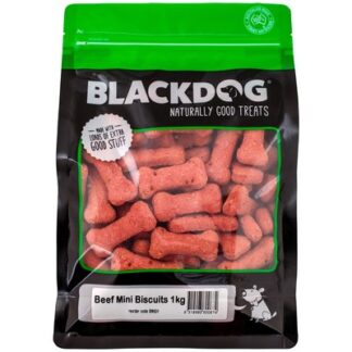 Black Dog Oven Baked Mini Biscuits 1kg – Healthy, low-fat treats made in Australia with flaxseed, omega 3s, and whole grains for everyday rewards.