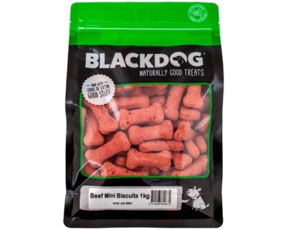Black Dog Oven Baked Mini Biscuits 1kg – Healthy, low-fat treats made in Australia with flaxseed, omega 3s, and whole grains for everyday rewards.