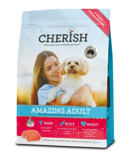 Cherish Amazing Adult Dog Food – Lean Australian Pork | Cognitive, Gut & Skin Support | Australian Made
