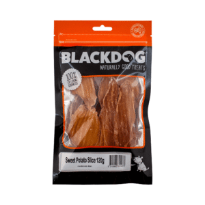 Blackdog Sweet Potato Slices are 100% natural dog treats packed with fibre, beta carotene, vitamin C and B6 to support digestion and immunity.