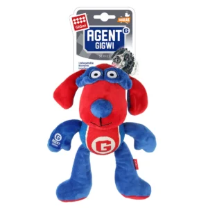 Meet Agent GiGwi – the plush dog toy with a tennis-ball belly and soft limbs. Perfect for indoor play, cuddles & fetch fun. Non-abrasive felt material, 27 × 22 × 11 cm.