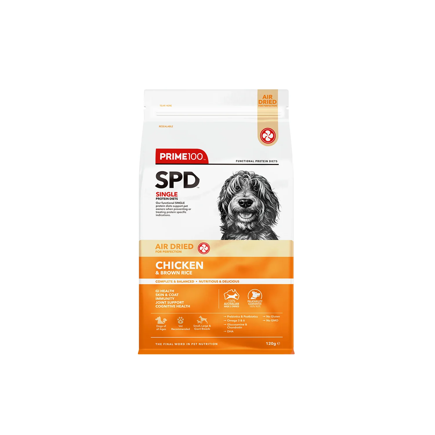 Prime100 – SPD Air Dried – Chicken & Brown Rice | Complete Dog Food | Mindiampets Australia - Mindiampets | Pet Shop Online Prime100 – SPD Air Dried – Chicken & Brown Rice | Complete Dog Food | Mindiampets Australia