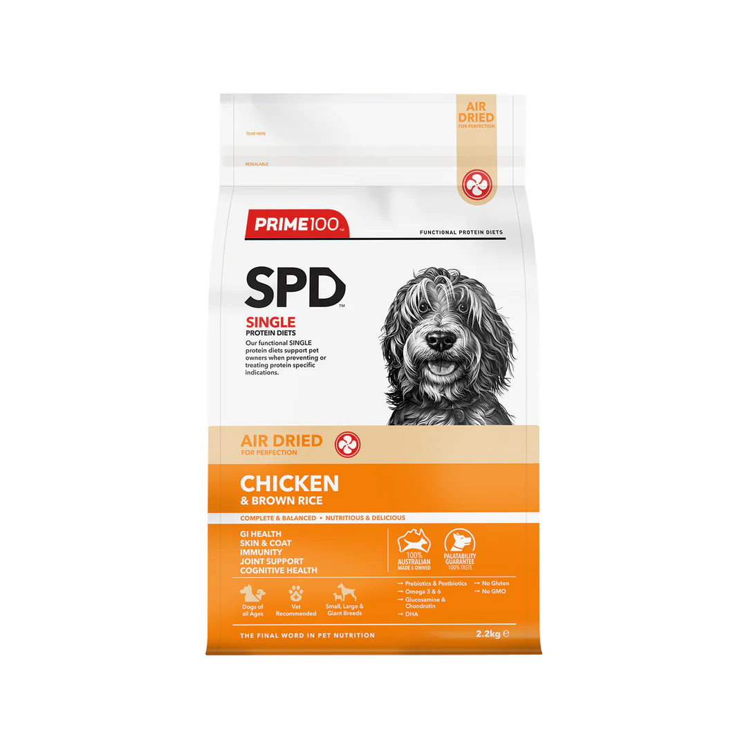 Prime100 – SPD Air Dried – Chicken & Brown Rice | Complete Dog Food | Mindiampets Australia - Mindiampets | Pet Shop Online Prime100 – SPD Air Dried – Chicken & Brown Rice | Complete Dog Food | Mindiampets Australia