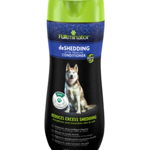 FURminator – Deshedding Ultra Premium Conditioner Transform your grooming routine with the FURminator® Ultimate Hair Reduction System™. The FURminator Deshedding Ultra Premium Conditioner delivers professional-grade coat care at home, helping you control shedding, improve skin health, and keep your dog smelling fresh and clean. Proudly trusted by pet parents across Australia, this conditioner forms a vital part of the four-step FURminator system: Brush, deShed, Bathe, and Maintain. Why choose FURminator? The FURminator Deshedding Conditioner is specially formulated to complement the FURminator Deshedding Shampoo and Tools. Together, they create a complete regimen for cleansing, conditioning, and shedding control. Infused with Omega-3 and Omega-6 fatty acids, it nourishes both coat and skin, reducing dryness and improving coat texture over time. Plus, the innovative OdorCapture 360™ Technology neutralises unwanted odours – including that notorious “wet dog” smell – leaving your pet’s coat fresh and clean. Key benefits Reduces shedding: Helps remove loose hair and minimize shedding between grooming sessions. Promotes coat health: Enriched with Omega-3 and 6 for hydration and shine. OdorCapture 360™: Eliminates unpleasant odours for long-lasting freshness. Gentle and safe: Free from parabens and chemical dyes, suitable for regular use. Complements the FURminator System: Designed for best results when paired with FURminator tools and shampoo. How it works The conditioner’s multi-action formula targets shedding at its source. Conditioning agents strengthen hair follicles and reduce breakage, while essential fatty acids nourish skin for improved resilience. By maintaining a moisturised, balanced coat, your dog naturally sheds less and feels more comfortable. How to use Wet the coat: Use warm water to wet your pet thoroughly before applying the conditioner. Apply evenly: Massage the FURminator Deshedding Conditioner into the coat, ensuring full coverage. Leave for a few minutes: Allow the formula to penetrate deeply for maximum conditioning effect. Rinse well: Rinse until water runs clear and the coat feels soft and residue-free. Repeat as needed: Use regularly for continuous shedding control and coat health. For best results Combine this conditioner with the FURminator Deshedding Ultra Premium Shampoo and FURminator Deshedding Tool. This three-step system ensures your pet’s coat stays healthy, manageable, and free from excess shedding. Expert insight “Shedding is a natural process, but regular bathing and conditioning can make a huge difference. The FURminator system not only reduces shedding but also keeps the coat balanced and hydrated.” — Dr Jay Rollings (BSc DVM) Formulated for Australian pets Australian climates – from the dry heat of Perth to the humid coasts of Queensland – can stress a pet’s coat. This FURminator conditioner provides hydration and protection from dryness, while ensuring that thick double coats remain breathable and easy to groom. Product highlights Size: 473 mL bottle Free from: Parabens, chemical dyes, artificial colours Scent: Light, clean fragrance with OdorCapture 360™ Suitable for: Dogs of all breeds and coat types Routine grooming for total confidence Regular grooming supports a cleaner home and a happier, healthier pet. The FURminator Ultimate Hair Reduction System™ offers a complete, four-step process for professional results at home: Brush: Detangle and remove surface hair. deShed: Use the FURminator tool to remove loose undercoat hair. Bathe: Apply FURminator Shampoo and Conditioner for healthy skin and coat. Maintain: Continue regular brushing to minimise future shedding. With consistent use, you’ll notice less hair around your home and a softer, shinier coat your dog will love.