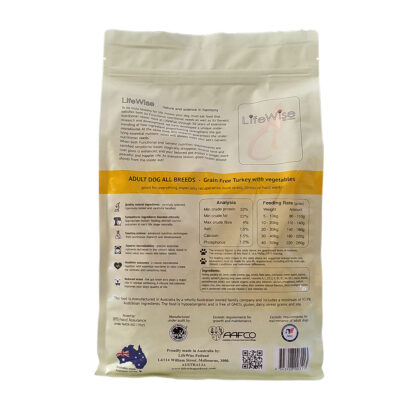 LifeWise – Adult Dog – GRAIN FREE – Turkey | Holistic High-Performance Dog Food | Mindiampets Australia
