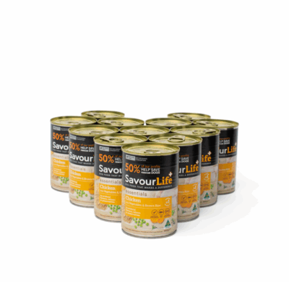 SavourLife – Wet Food Tins – Adult – Chicken with Vegetables & Brown Rice – 12 x 400g | Mindiampets Australia