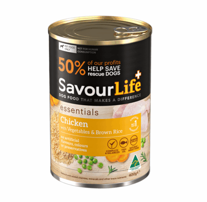 SavourLife – Wet Food Tins – Adult – Chicken with Vegetables & Brown Rice – 12 x 400g | Mindiampets Australia