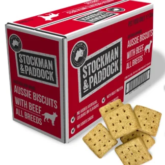 Stockman & Paddock – Aussie Biscuits with Beef 10kg | Australian-Made Oven-Baked Dog Biscuits | Mindiampets Australia