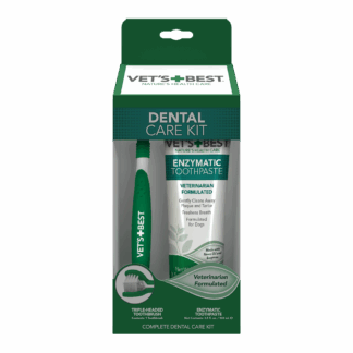 Dog toothpaste and triple headed toothbrush dental kit