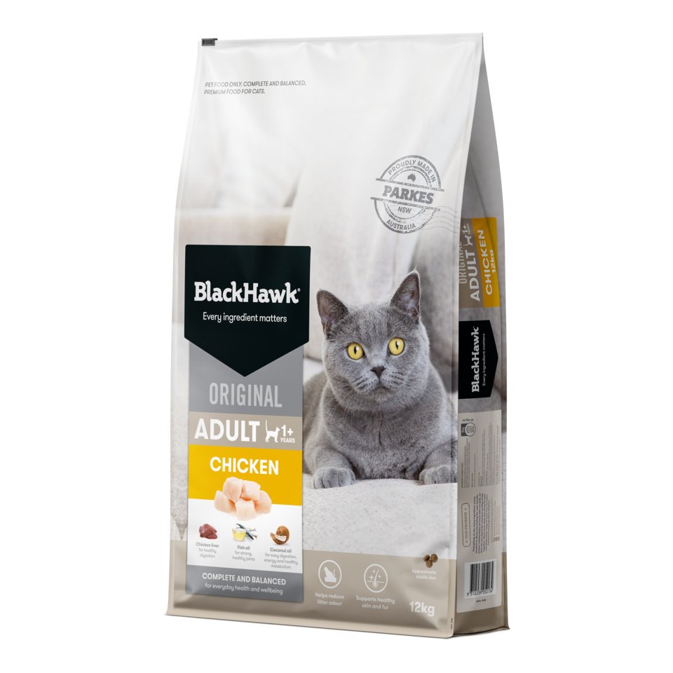 Black Hawk adult cat chicken dry food Australian made - Mindiampets | Pet Shop Online Black Hawk adult cat chicken dry food Australian made