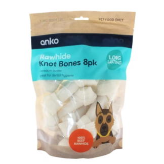 Pet Treat Rawhide Knot Bones 8 Pack
