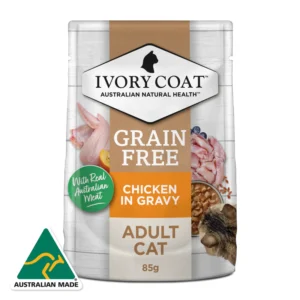 Ivory Coat – Pouches – Adult Cat – GRAIN FREE – Chicken & Lamb in Gravy – 12 x 85g