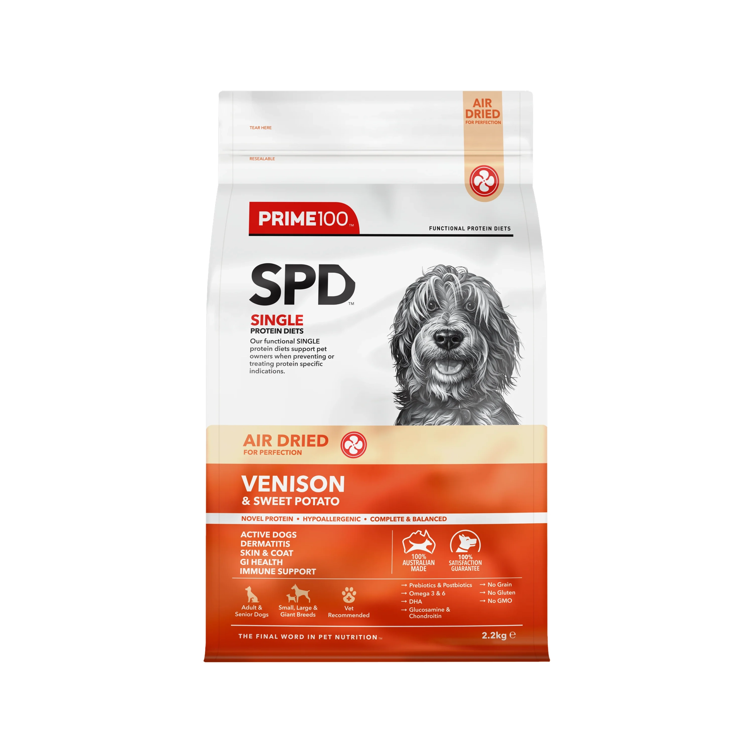 Prime100 – SPD Air Dried – Venison & Sweet Potato – 2.2kg