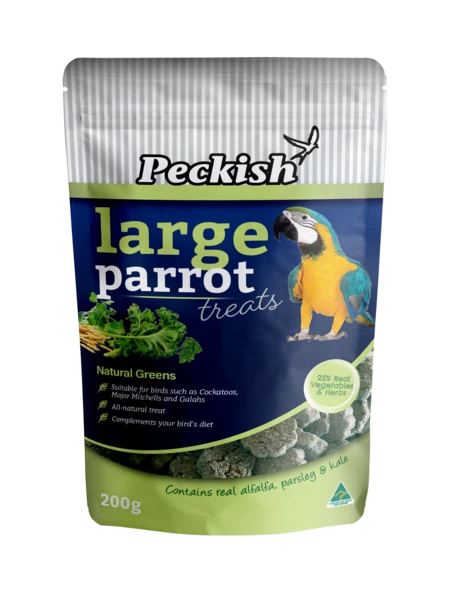 Peckish – Large Parrot Treats – Natural Greens – 200g