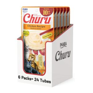 Inaba – Senior Cat Churu 10+ Years – Chicken Recipe Carton Of 6 24 X 14g Tubes